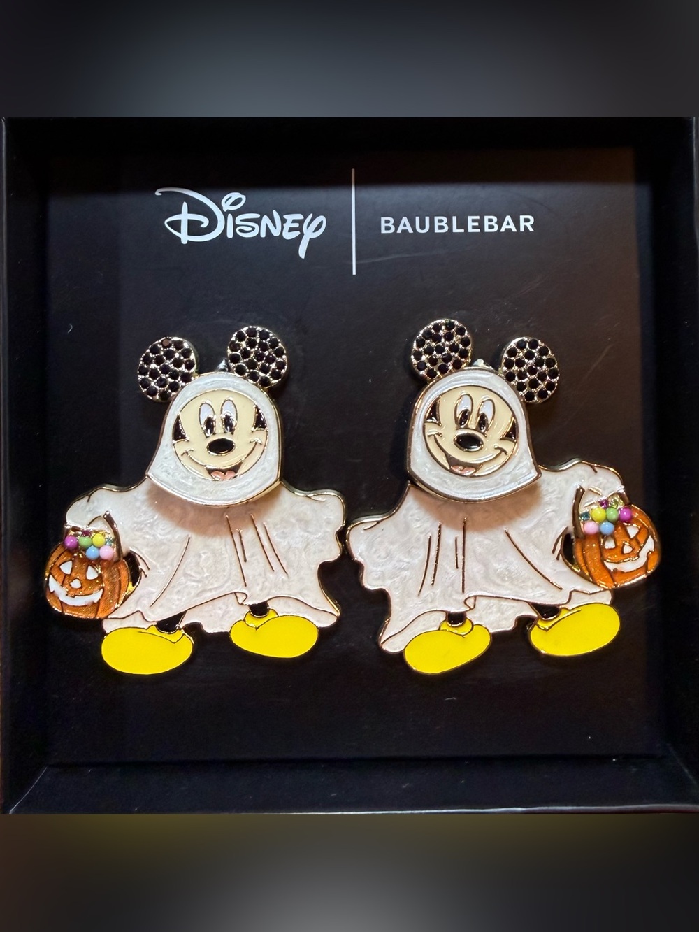 Disney x BaubleBar Mickey Mouse Ghost Halloween Earrings Pumpkin Pail